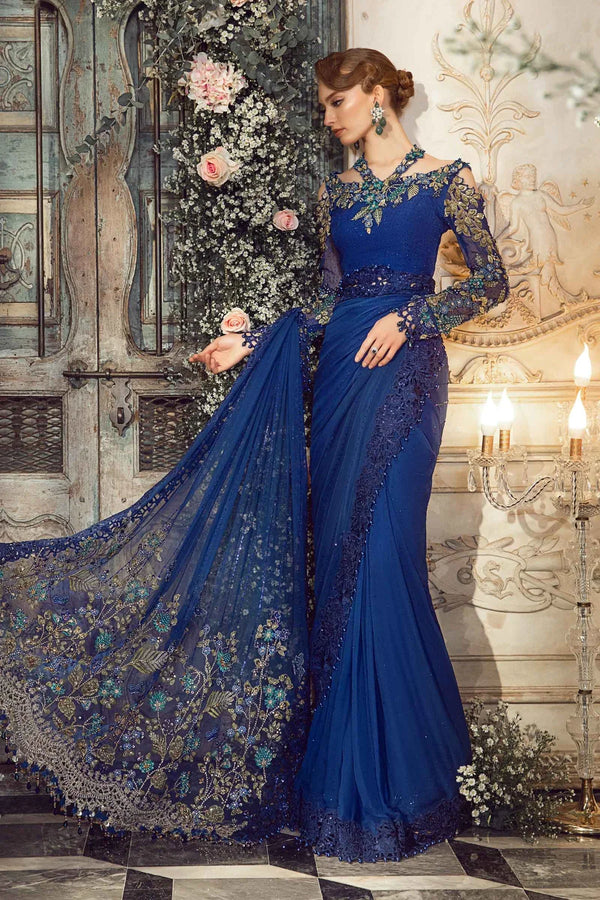 Unstitched Mbroidered - Cobalt Blue BD-2704 | Maria B