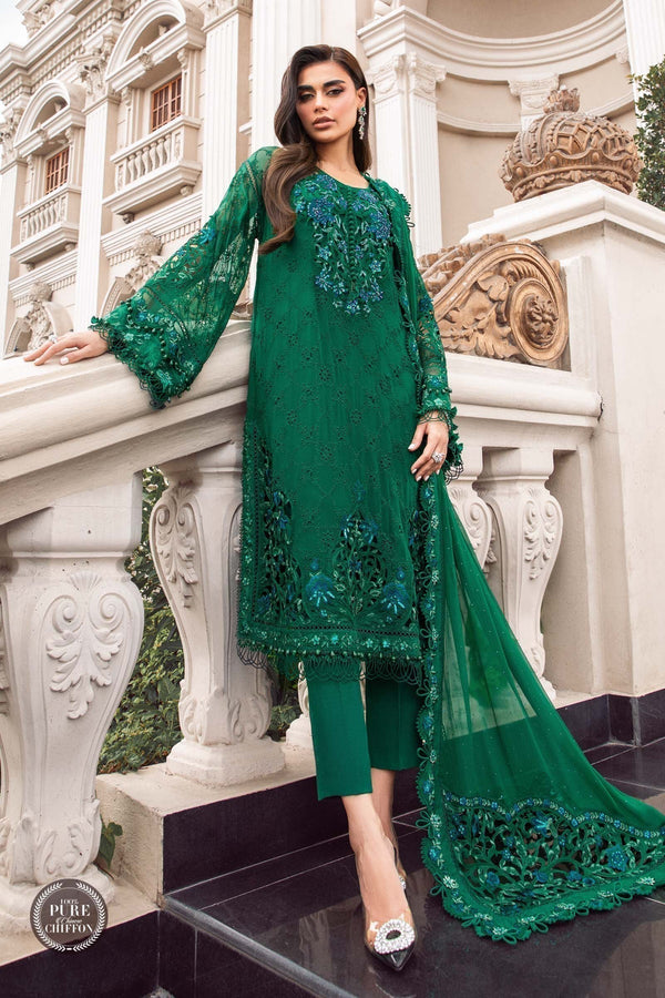 Maria B | Stitched Chiffon - MPC-23-108 Emerald Green